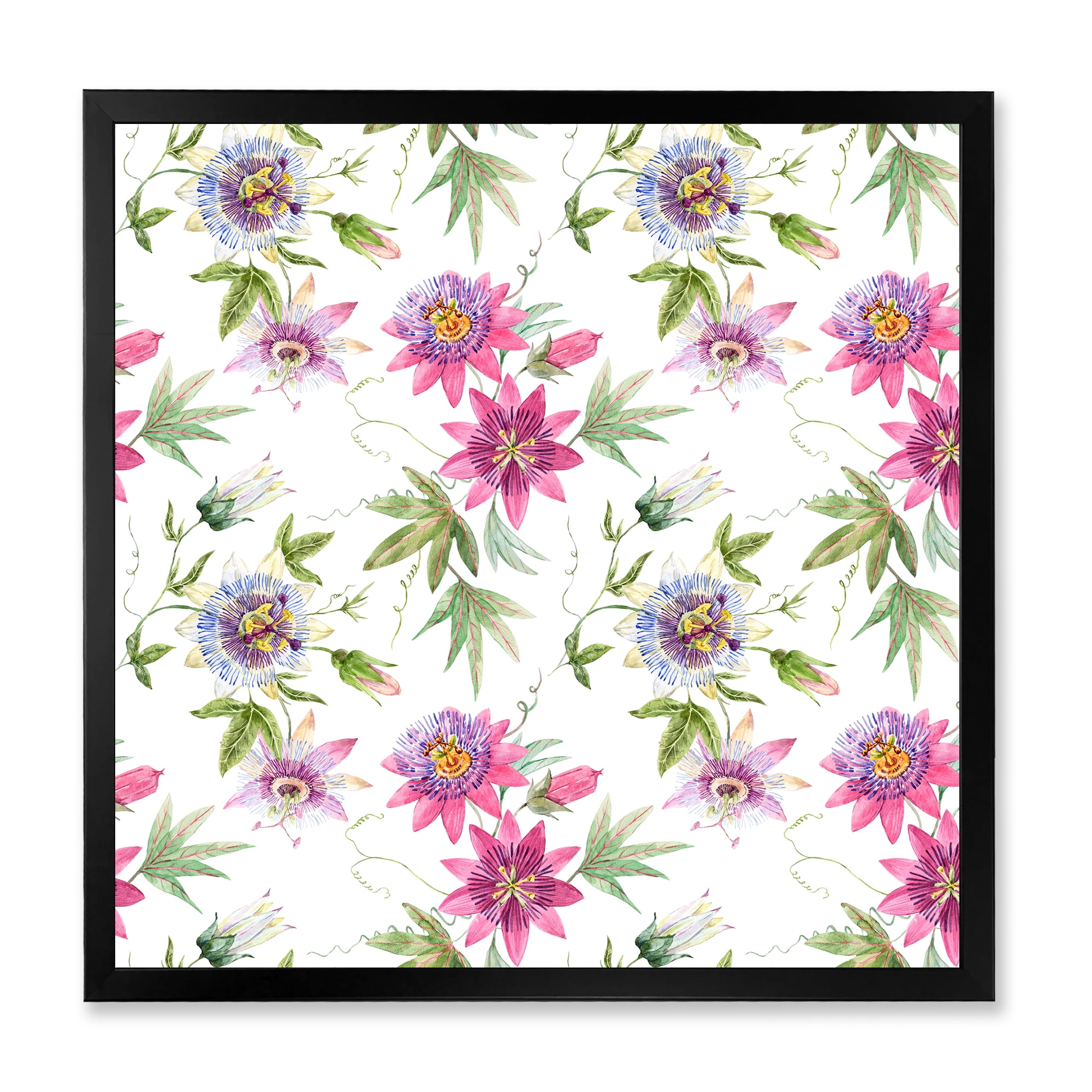 Designart 'Pink Passionflower Flowers and Petals' Traditional Framed Art Print