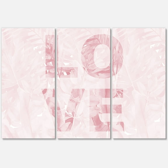 Designart ' Pink Pastel Love Abstract ' Shabby Chic Canvas Wall Art Print