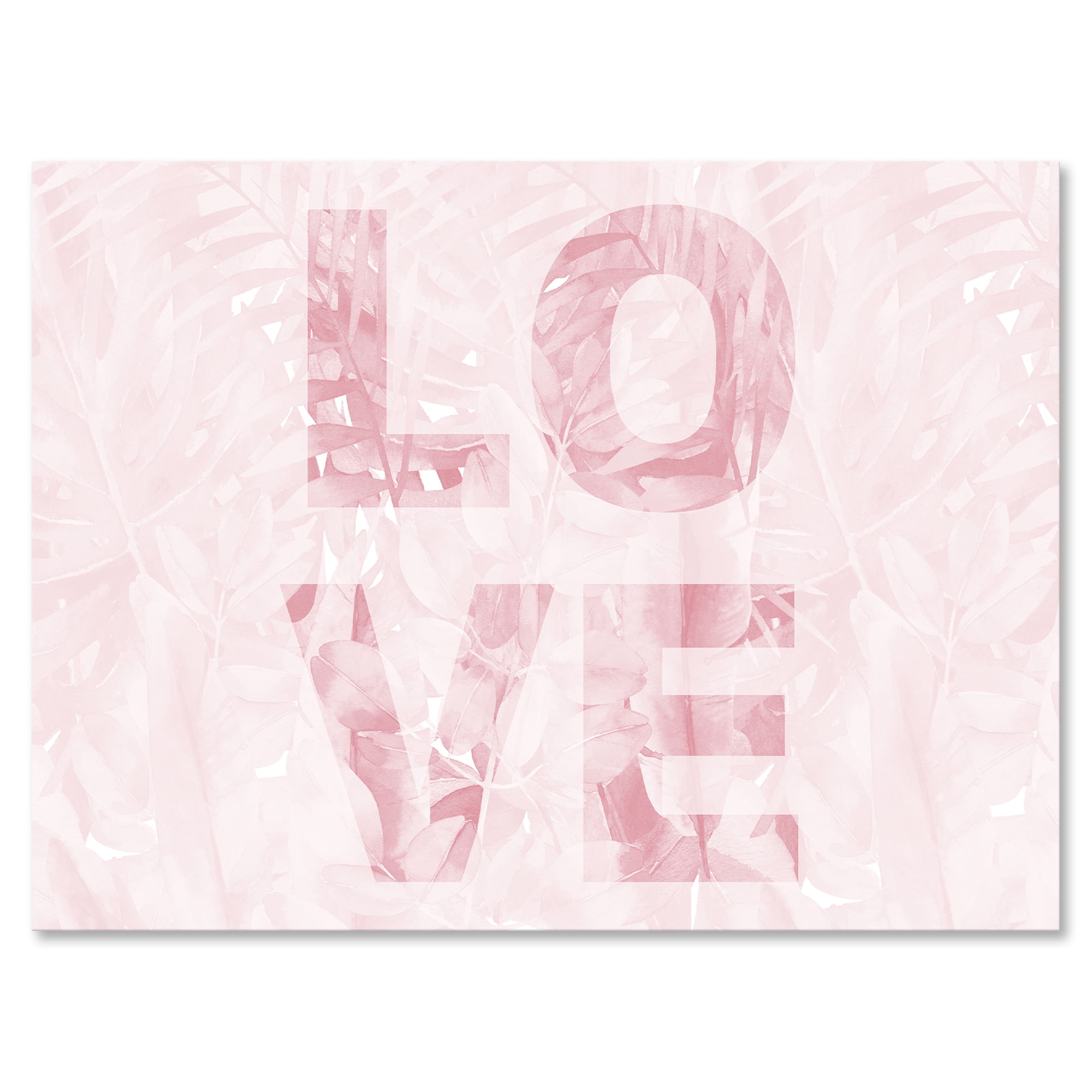 Designart ' Pink Pastel Love Abstract ' Shabby Chic Canvas Wall Art Print