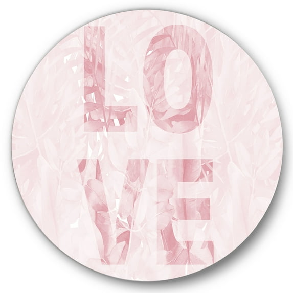 Designart 'Pink Pastel Love Abstract ' Shabby Chic Circle Metal Wall Art 36x36 - Disc of 36