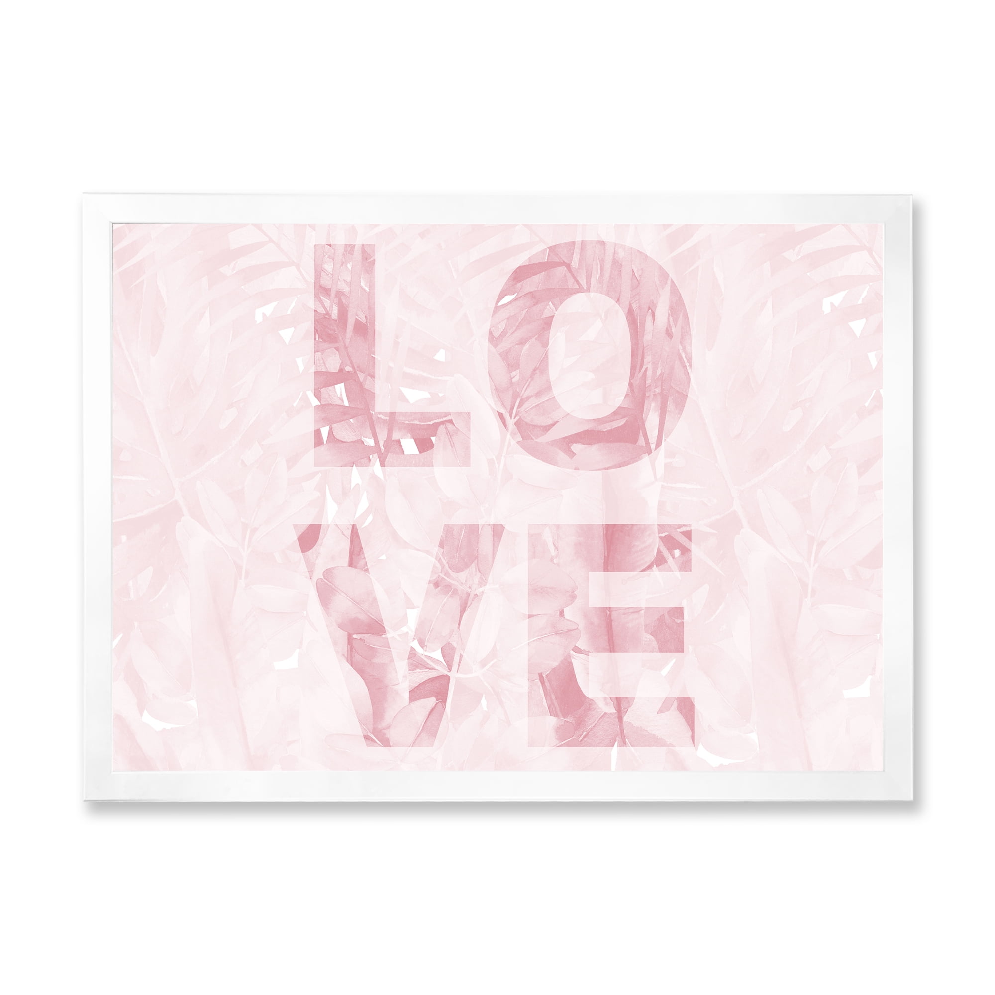 Designart 'Pink Pastel Love Abstract ' Shabby Chic Framed Art Print
