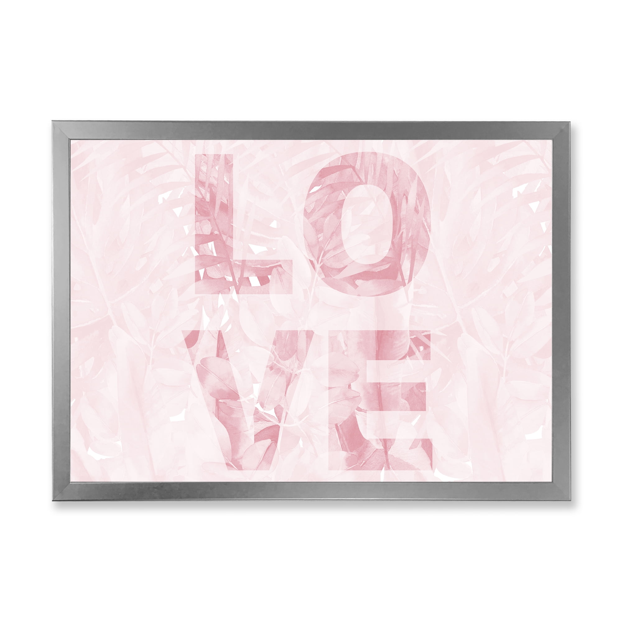 Designart 'Pink Pastel Love Abstract ' Shabby Chic Framed Art Print