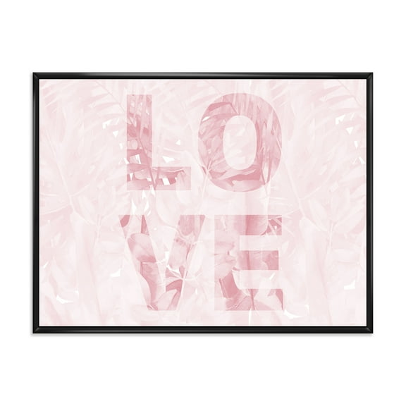 Designart 'Pink Pastel Love Abstract ' Shabby Chic Framed Canvas Wall Art Print