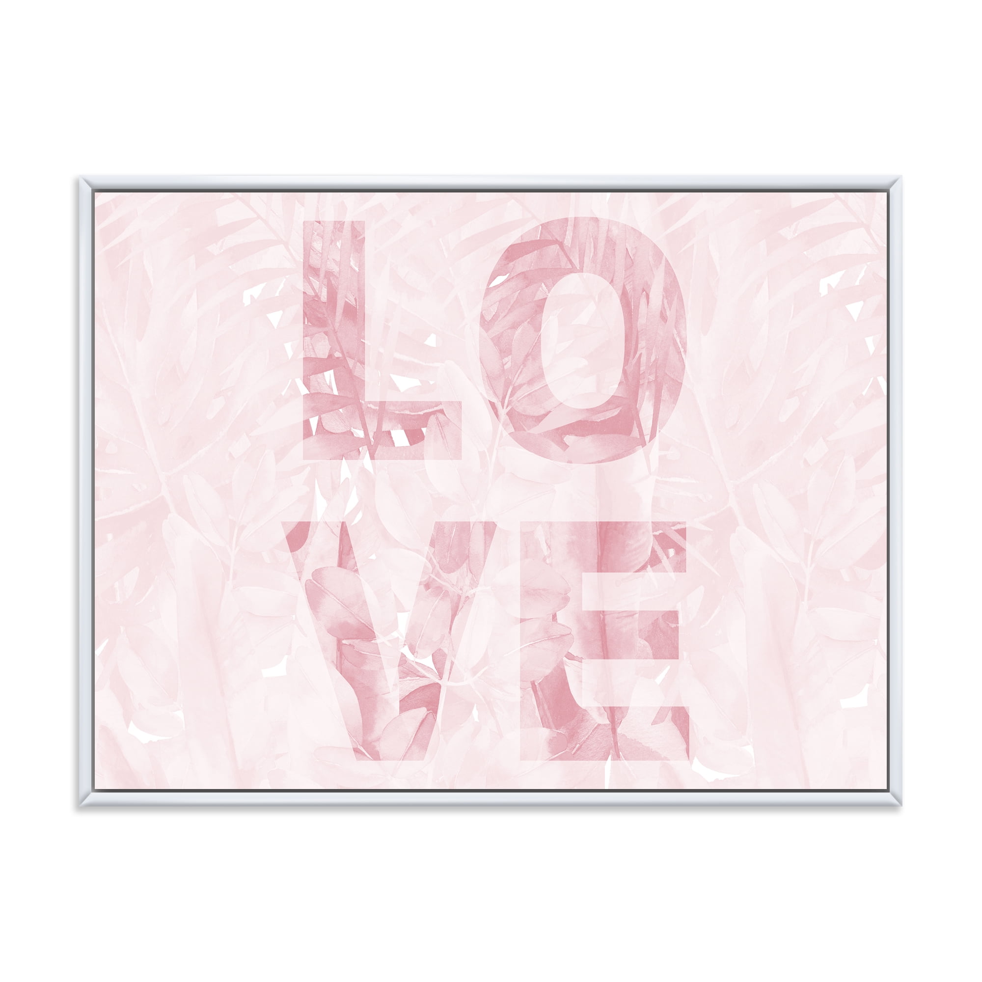 Designart 'Pink Pastel Love Abstract ' Shabby Chic Framed Canvas Wall Art Print