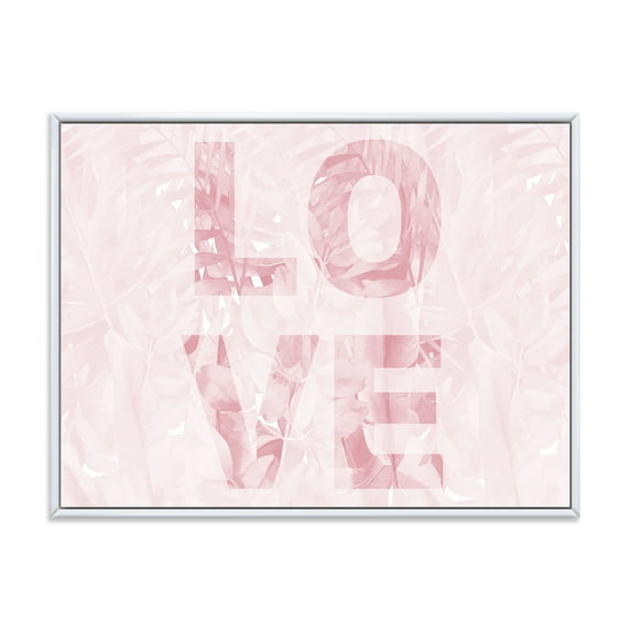 Designart 'Pink Pastel Love Abstract ' Shabby Chic Framed Canvas Wall Art Print