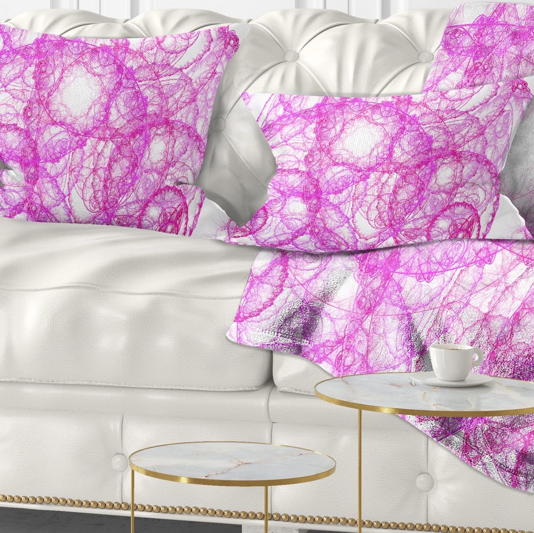 Designart Pink Pattern on White Background - Abstract Throw Pillow - 12x20