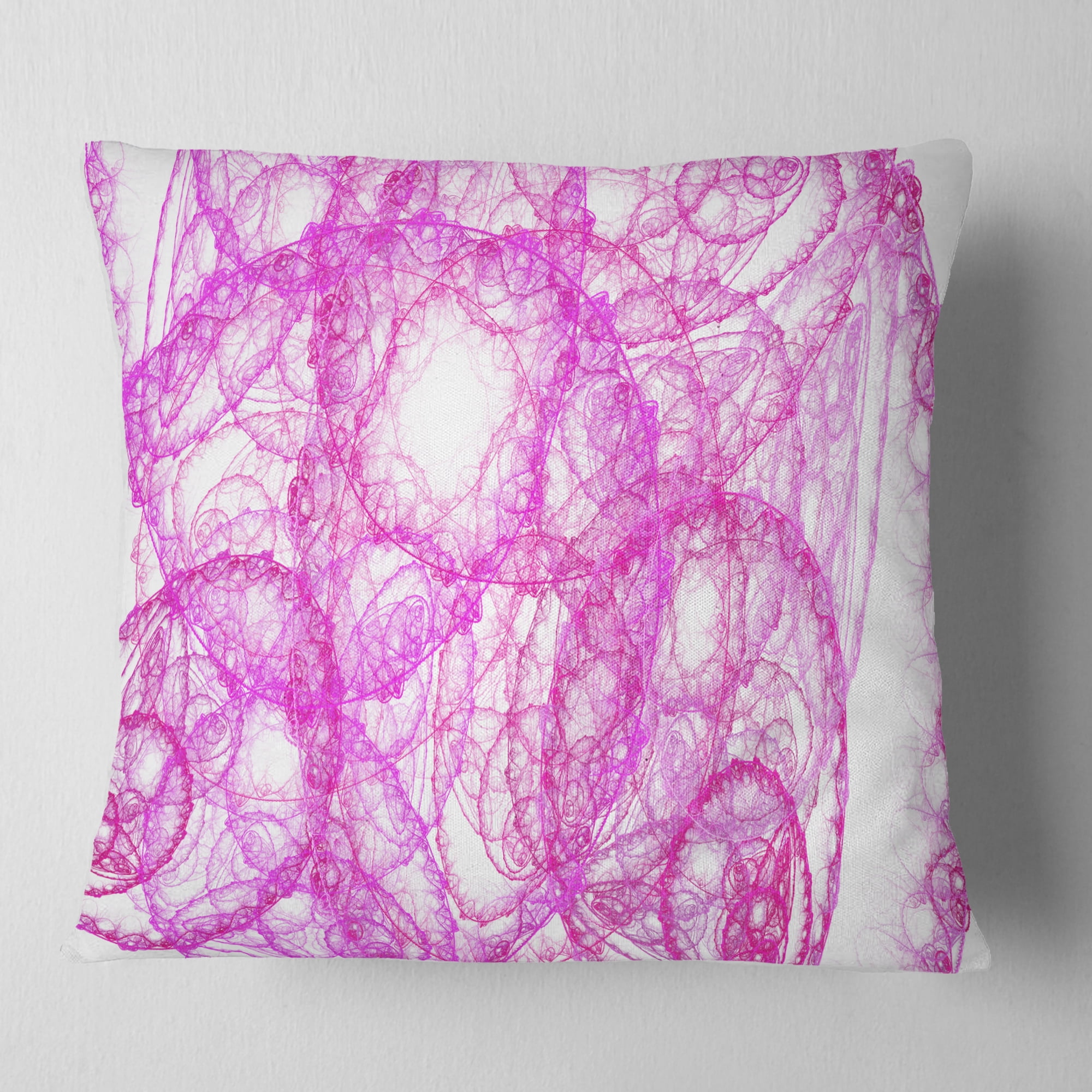 Designart Pink Pattern on White Background - Abstract Throw Pillow - 16x16