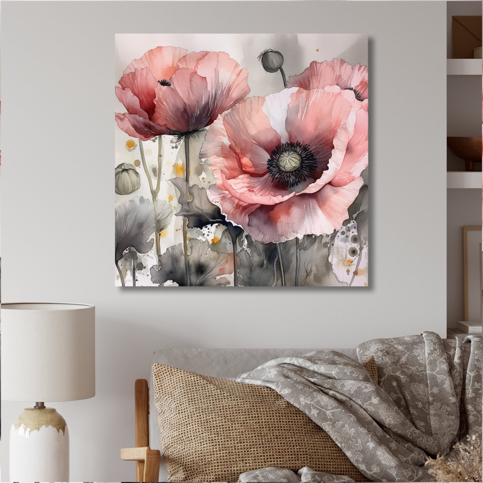 Designart "Pink Peonies Blooms II" Floral Peony Wall Art Living Room ...