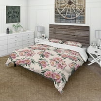 Designart 'Pink Peonies' Floral Duvet Cover Set