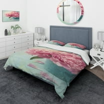 Designart 'Pink Peony Flowers in Vase' Traditional Duvet Cover Set
