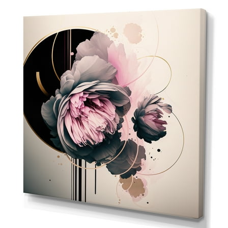 Designart Pink Peony Hyperrealistic Flowers I Canvas Wall Art