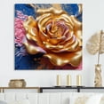 thumbnail image 1 of Designart "Pink Peony Surrounded By Gilded Leaves II" Poppies Canvas Art Print, 1 of 7