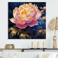 thumbnail image 1 of Designart "Pink Peony Surrounded By Gilded Leaves" Poppies Canvas Prints, 1 of 7