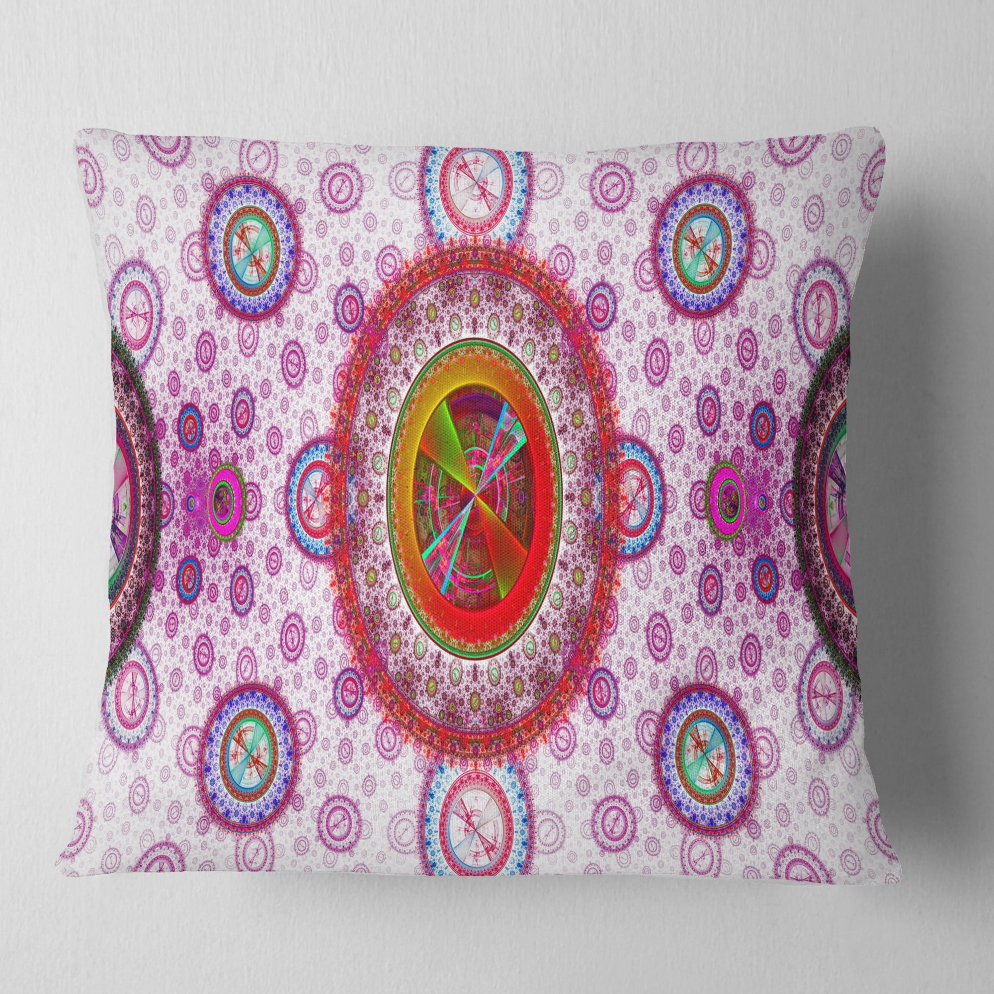 Designart Pink Psychedelic Relaxing Art - Abstract Throw Pillow - 16x16