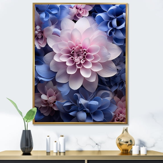 Designart "Pink Purple modern Still Lifes" Abstract Floater Framed Canvas Art Print
