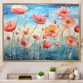 thumbnail image 1 of Designart "Pink Ranunculus landscape Pointillism Dot II" Floral Floater Framed Wall Decor, 1 of 7