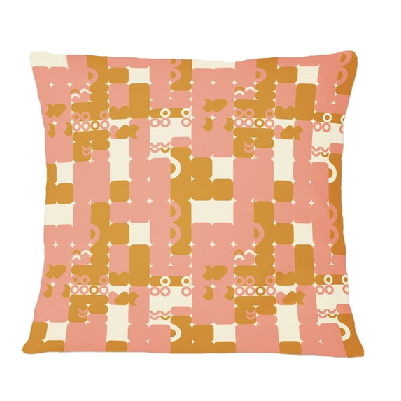 Designart Pink Retro Abstract Design' Mid-Century Modern Throw Pillow - 12x20