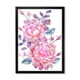 thumbnail image 1 of Designart 'Pink Retro Flowers With Blue Leaves On White' Traditional Framed Art Print, 1 of 4