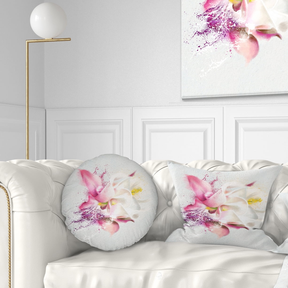 Designart Pink Rose Watercolor Illustration - Floral Throw Pillow - 12x20