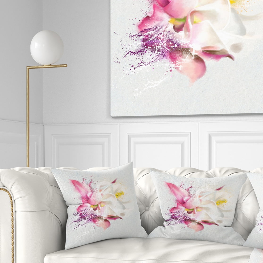 Designart Pink Rose Watercolor Illustration - Floral Throw Pillow - 18x18