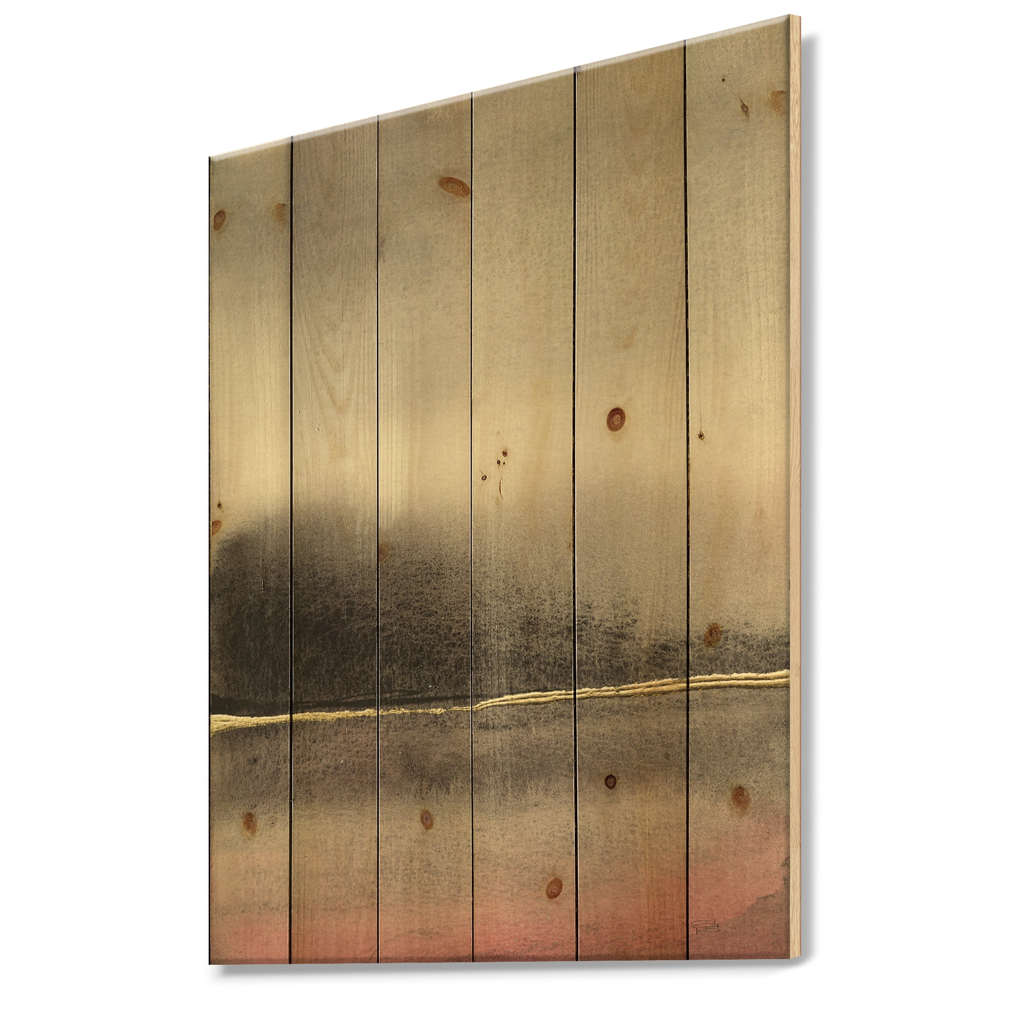 Designart 'Pink Shabby Storm I' Shabby Chic Print on Natural Pine Wood