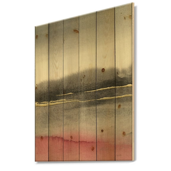 Designart 'Pink Shabby Storm II' Shabby Chic Print on Natural Pine Wood