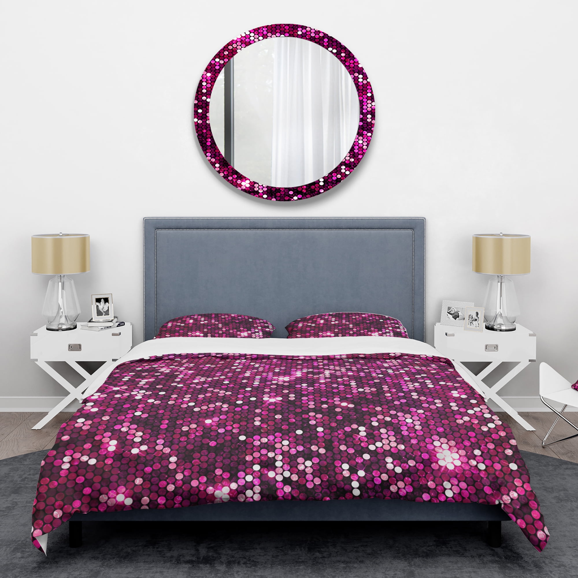 Designart 'Pink Sparkle Glitter ' Mid-Century Modern Duvet Cover Set