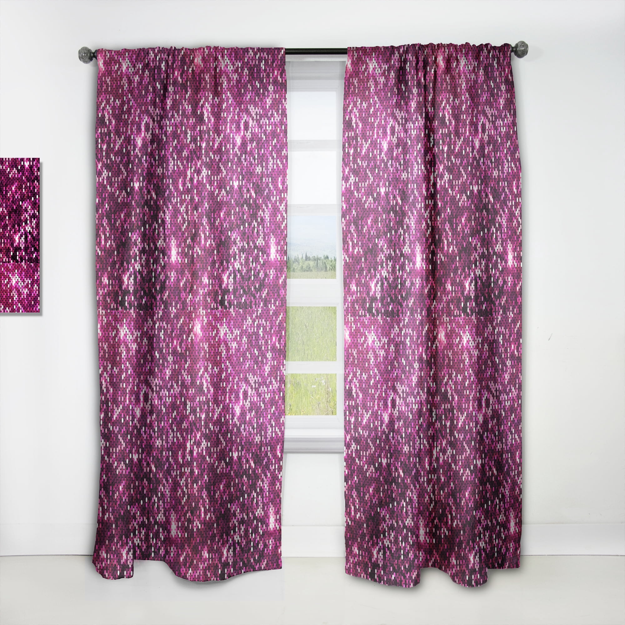 Designart 'Pink Sparkle Glitter Retro' Mid-Century Modern Curtain Panel