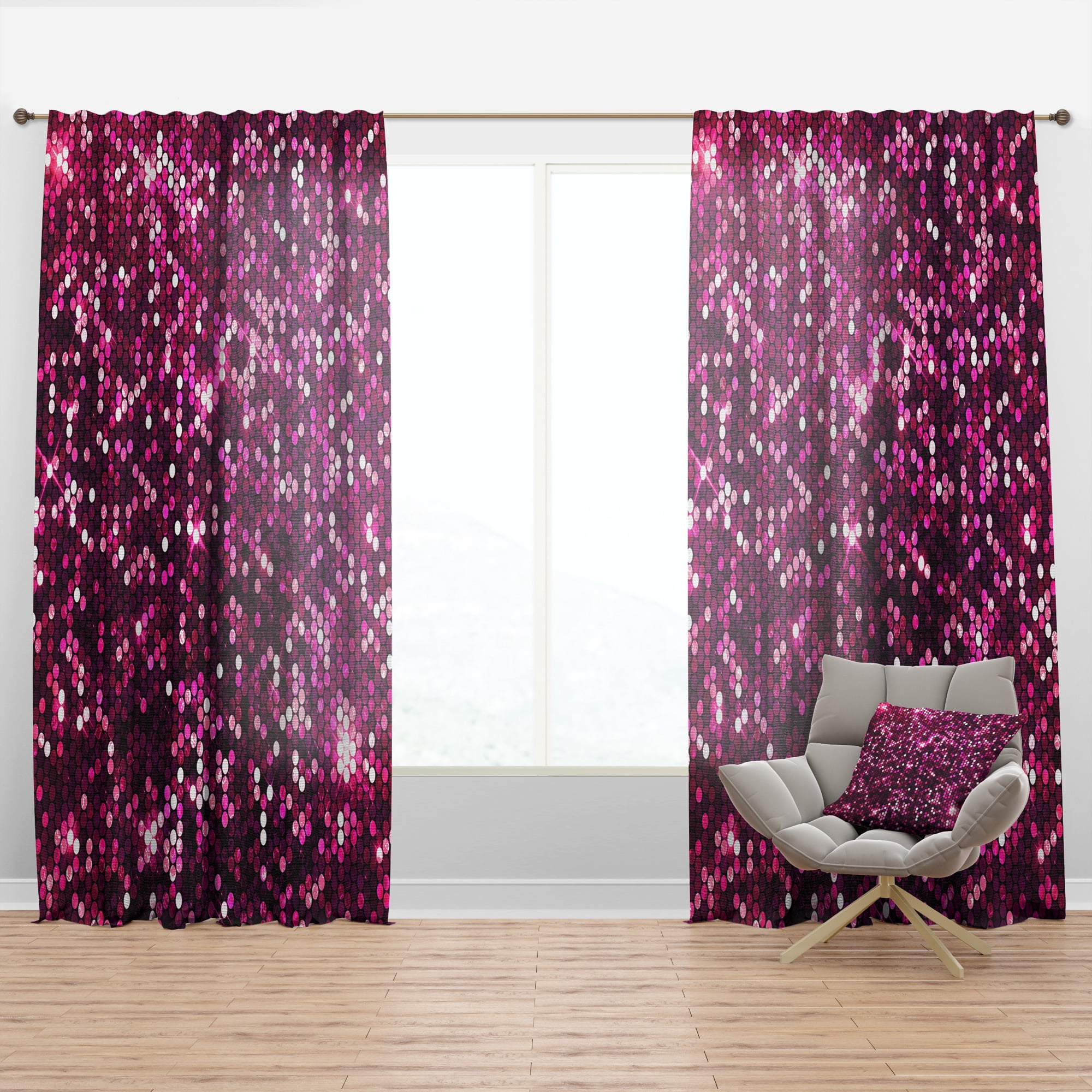 Designart 'Pink Sparkle Glitter Retro' Mid-Century Modern Curtain Panel