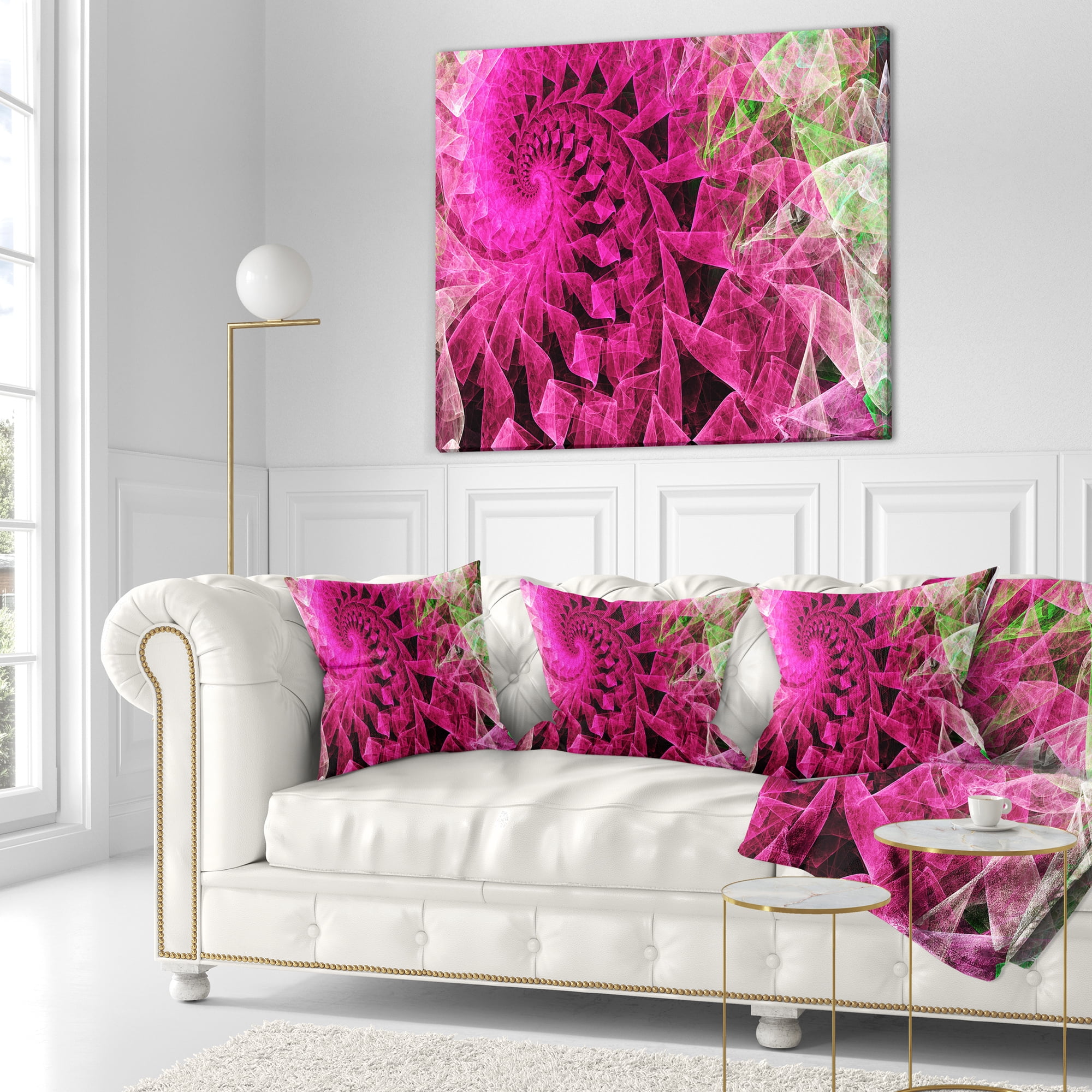 Designart Pink Spiral Kaleidoscope - Abstract Throw Pillow - 16x16