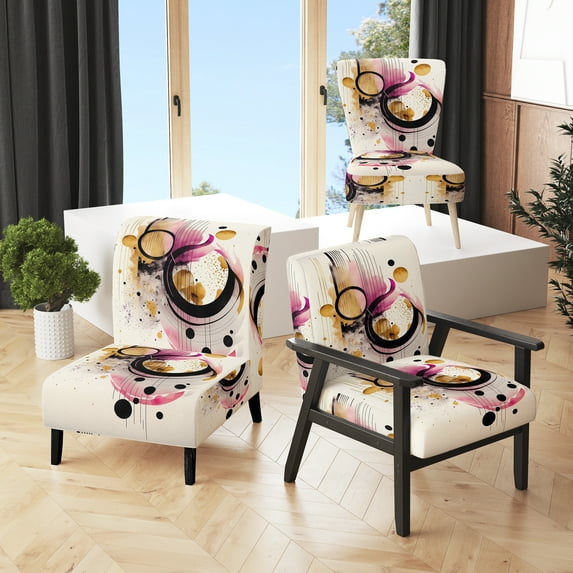 Designart "Pink Spiral Pattern" Upholstered Modern & Contemporary Accent Chair and Abstract Arm Chair - Multiple Color & Pattern