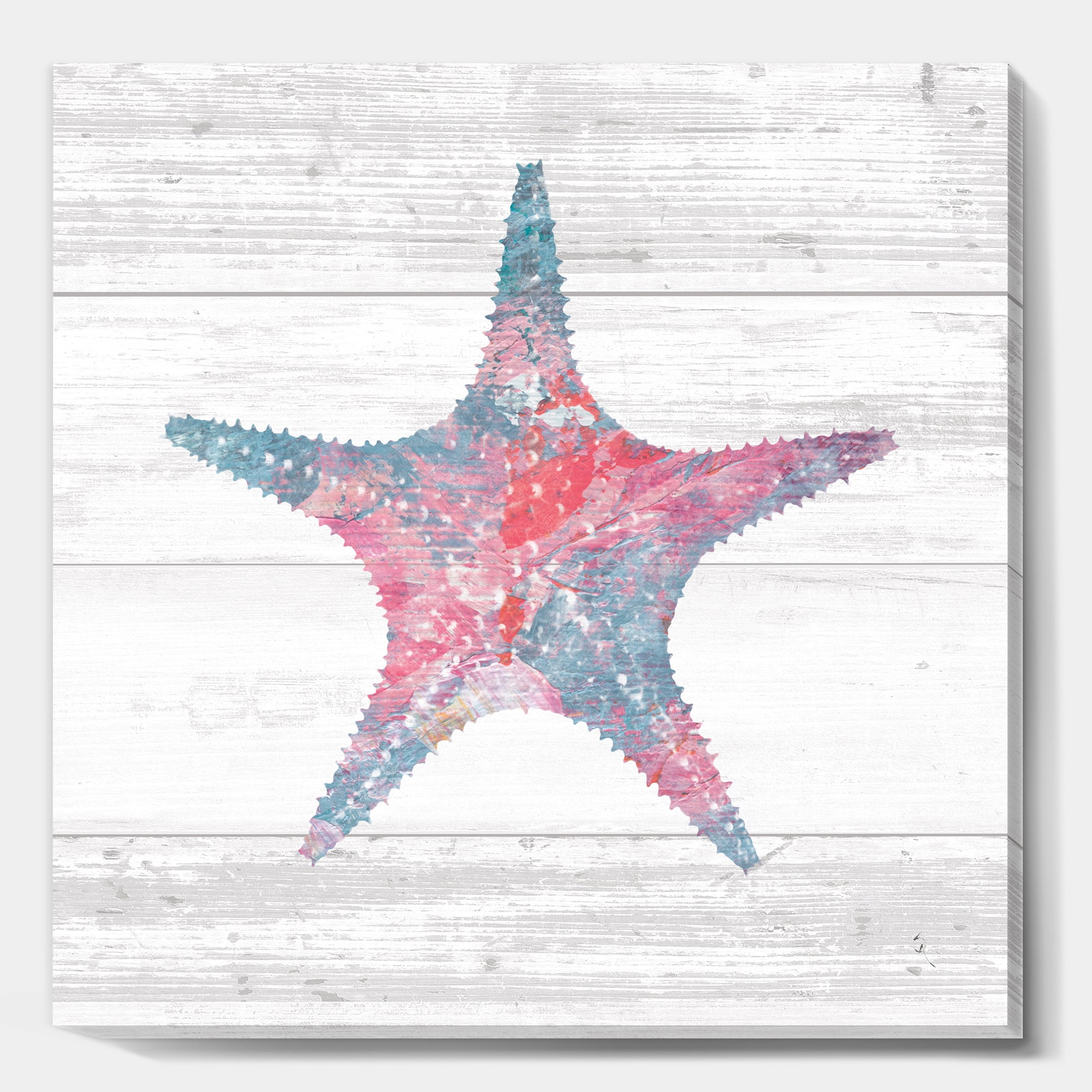 Designart 'Pink Starfish Ocean Life' Nautical & Coastal Canvas Art