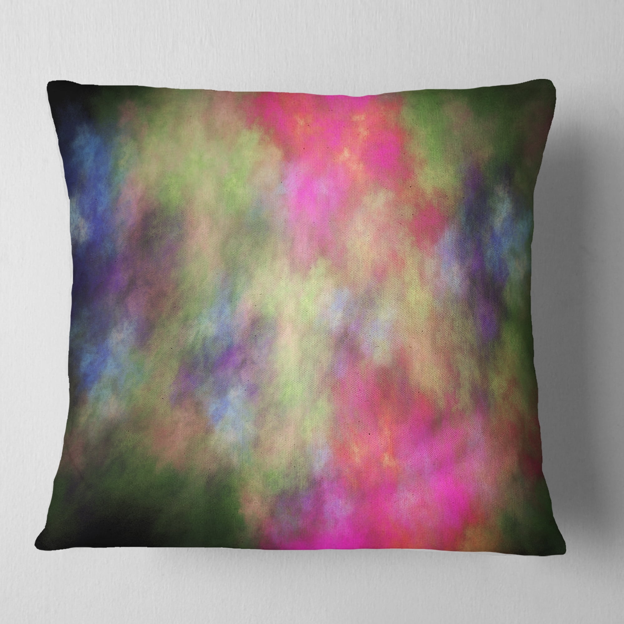 Designart Pink Starry Fractal Sky - Abstract Throw Pillow - 16x16