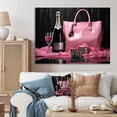 thumbnail image 1 of Designart "Pink Stylish Bag & Champagne I" Fashion Wall Decor, 1 of 5