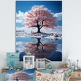 thumbnail image 1 of Designart "Pink Tree curious Reflections" Landscape Trees Canvas Print, 1 of 5
