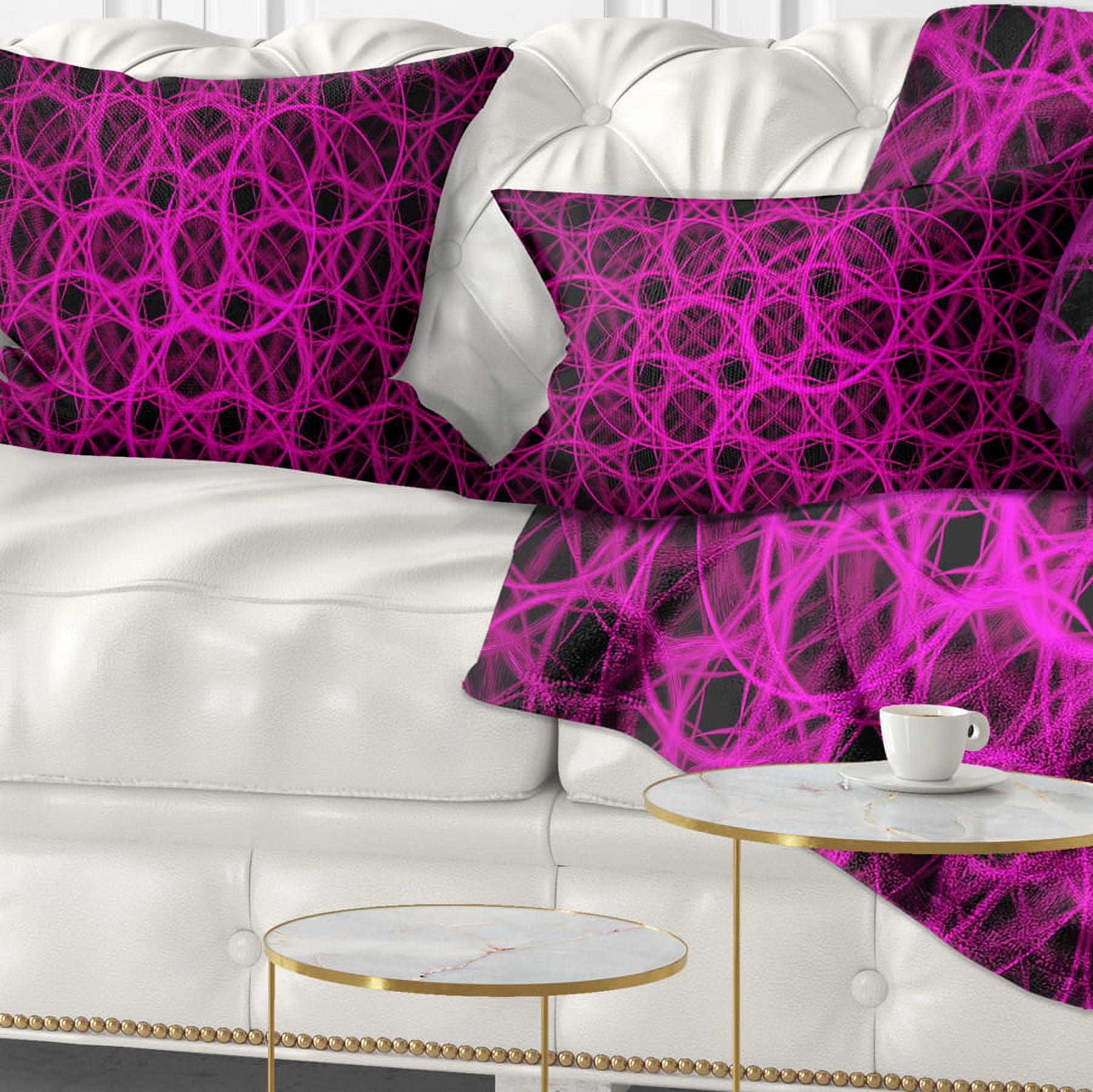 Designart Pink Unusual Fractal Metal Grill - Abstract Throw Pillow - 12x20