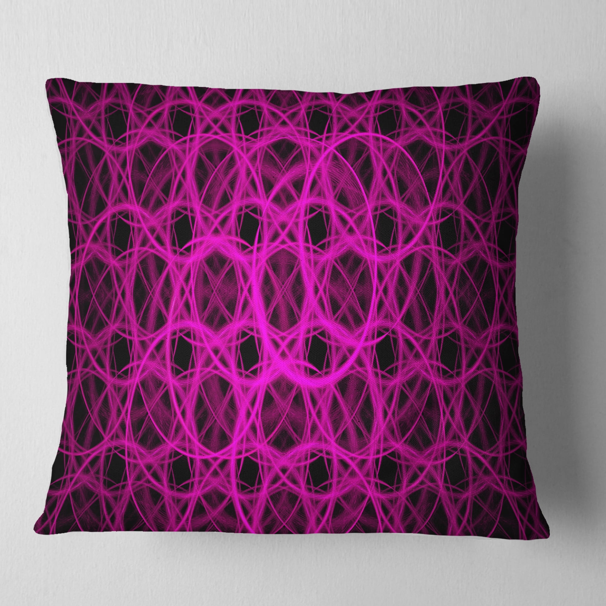Designart Pink Unusual Fractal Metal Grill - Abstract Throw Pillow - 18x18