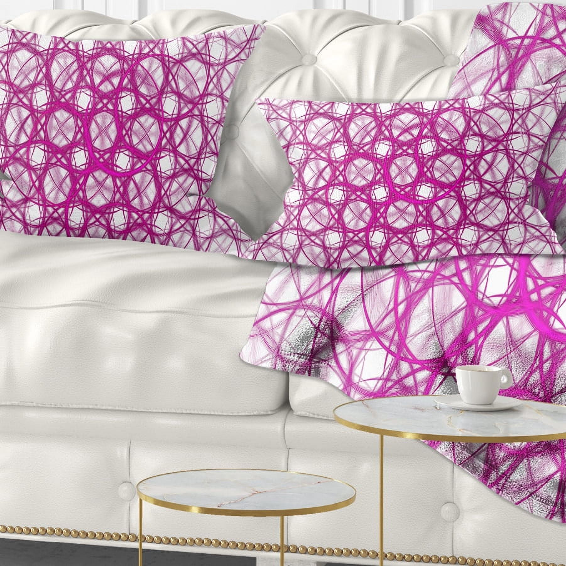 Designart Pink Unusual Metal Grill - Abstract Throw Pillow - 12x20