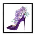 thumbnail image 1 of Designart 'Pink VIolet Roses With Dark Purple Stiletto Shoe' Traditional Framed Art Print, 1 of 4