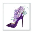 thumbnail image 1 of Designart 'Pink VIolet Roses With Dark Purple Stiletto Shoe' Traditional Framed Canvas Wall Art Print, 1 of 5