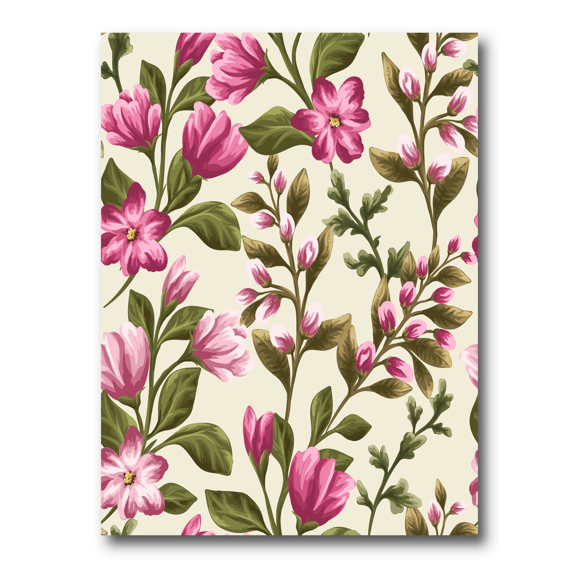 Designart ' Pink Vintage Wildflowers ' Traditional Canvas Wall Art Print