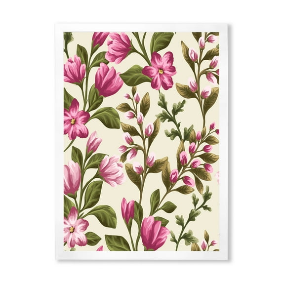 Designart 'Pink Vintage Wildflowers' Traditional Framed Art Print