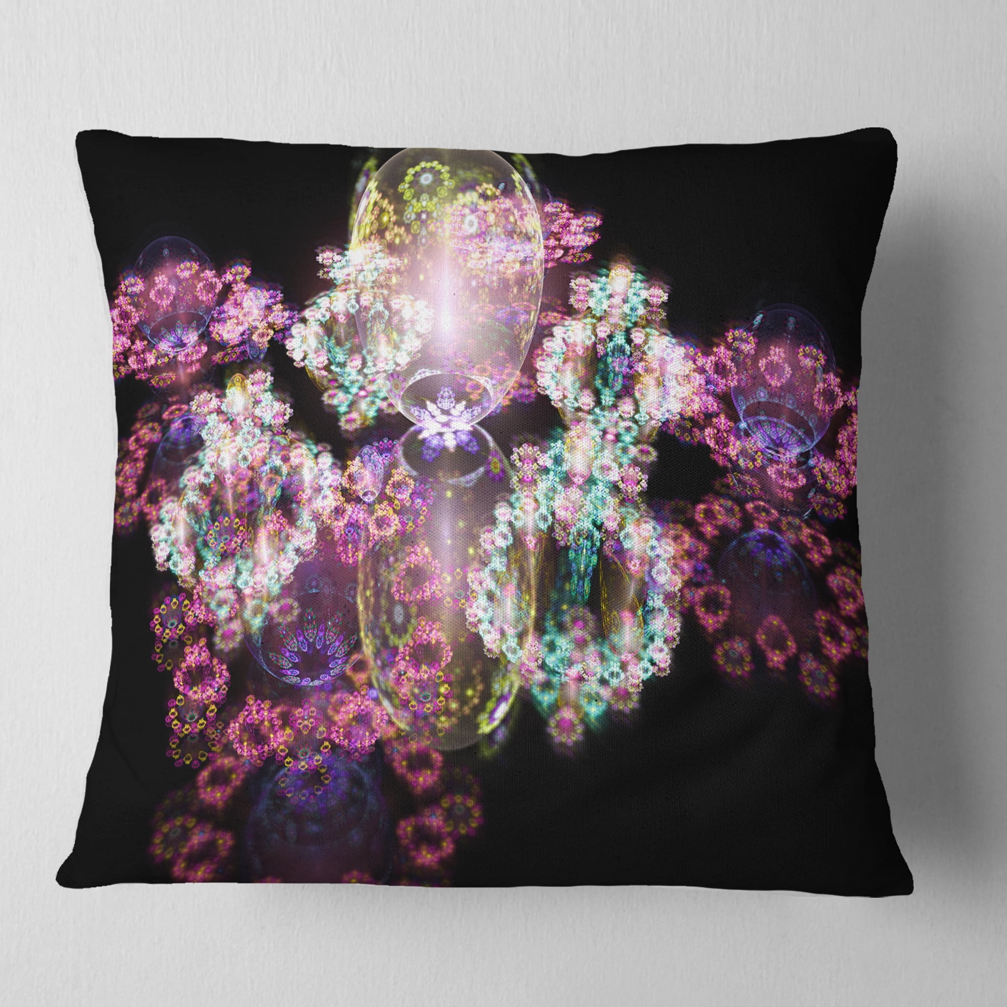 Designart Pink Water Drops on Mirror - Abstract Throw Pillow - 18x18