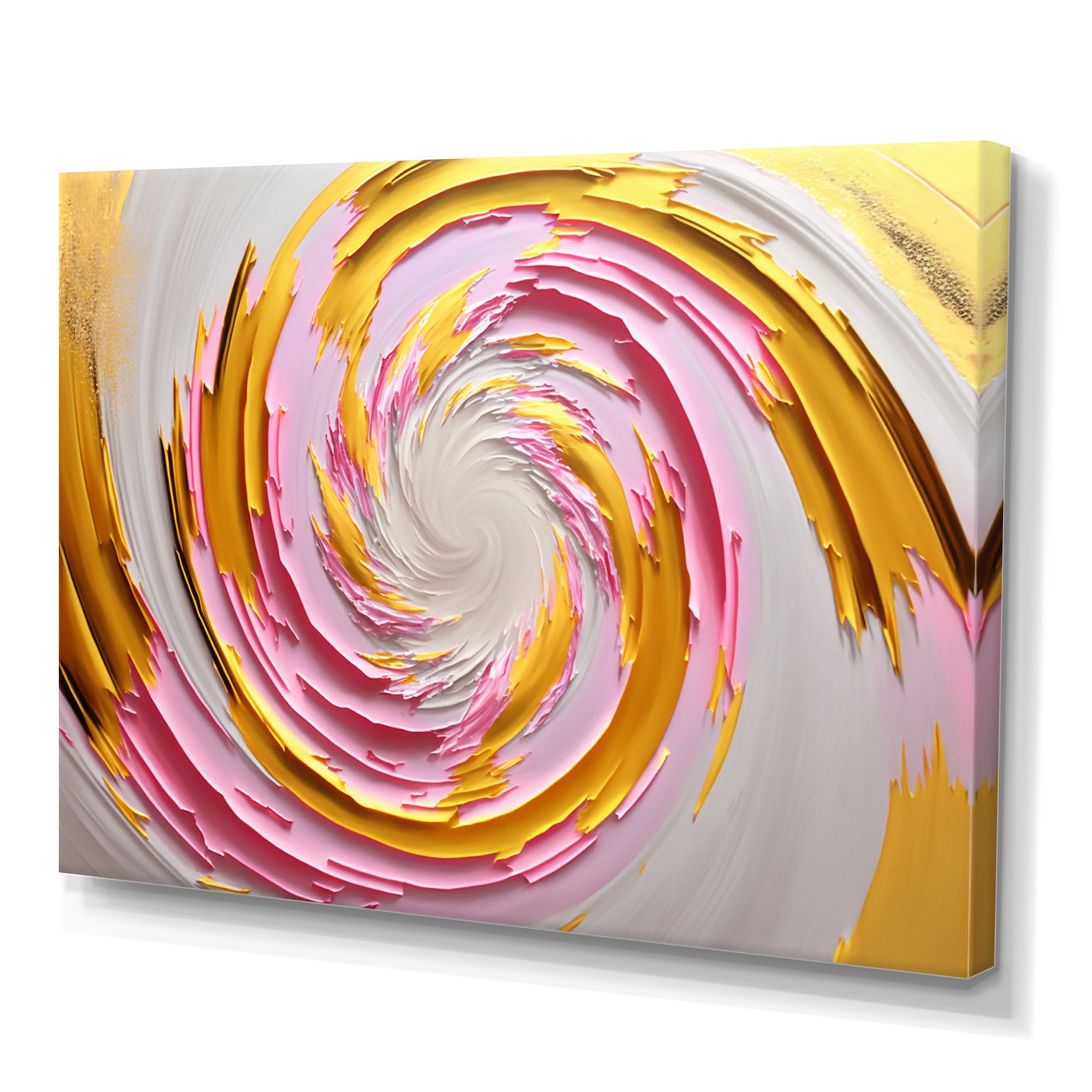 Designart Pink Watercolor Circular Abstract I Canvas Wall Art
