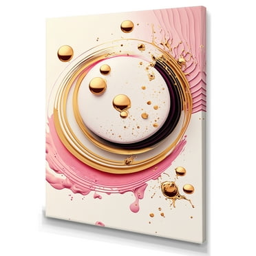 Designart Pink Watercolor Circular Abstract IV Canvas Wall Art