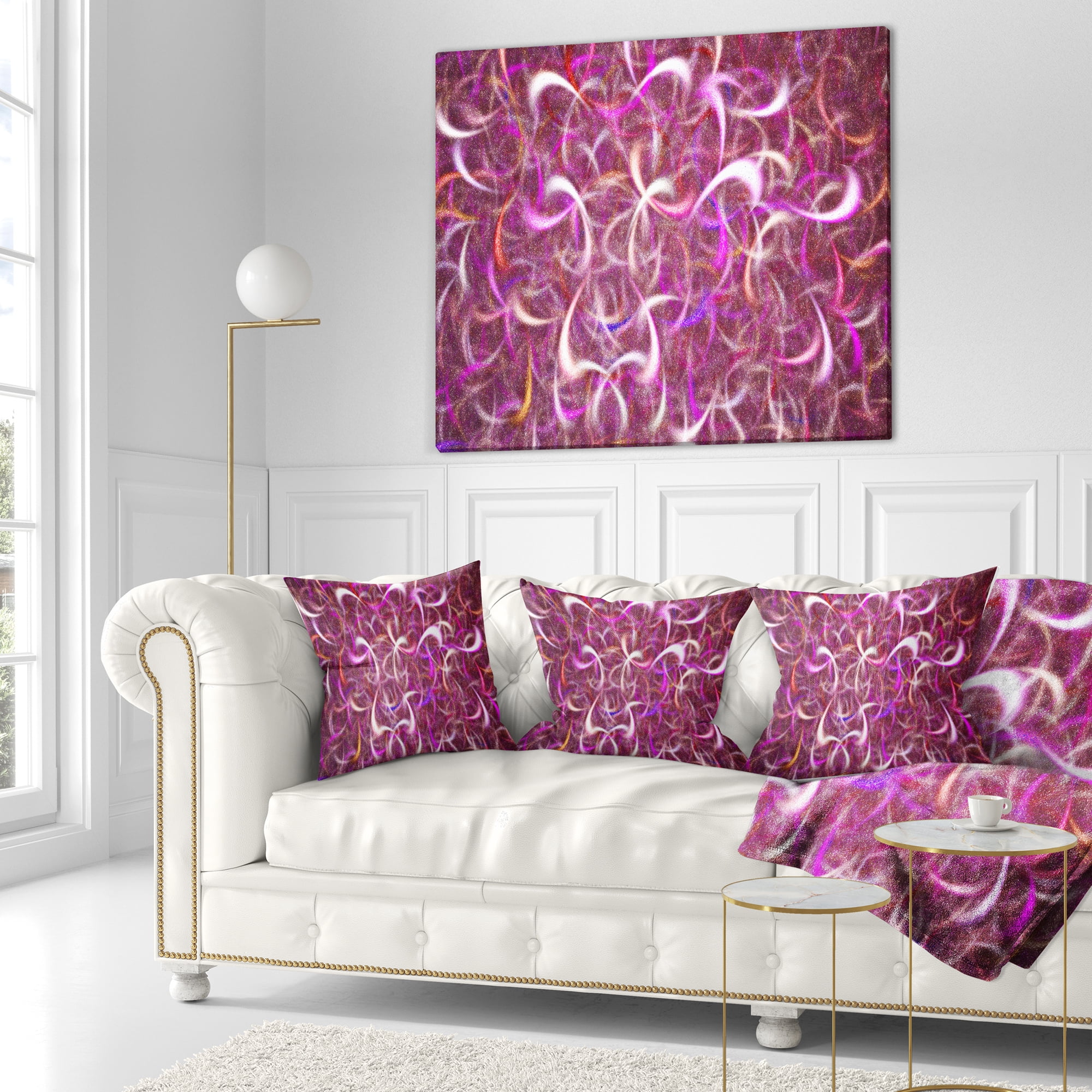 Designart Pink Watercolor Fractal Pattern - Abstract Throw Pillow - 18x18