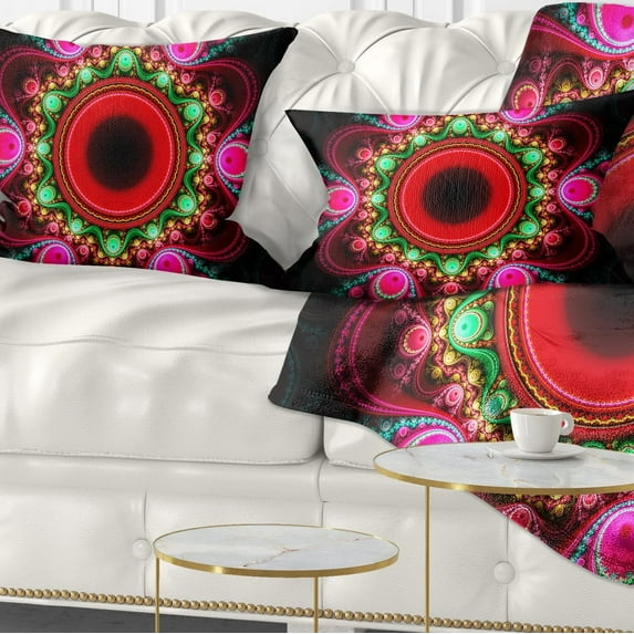 Designart Pink Wavy Curves and Circles - Abstract Throw Pillow - 12x20