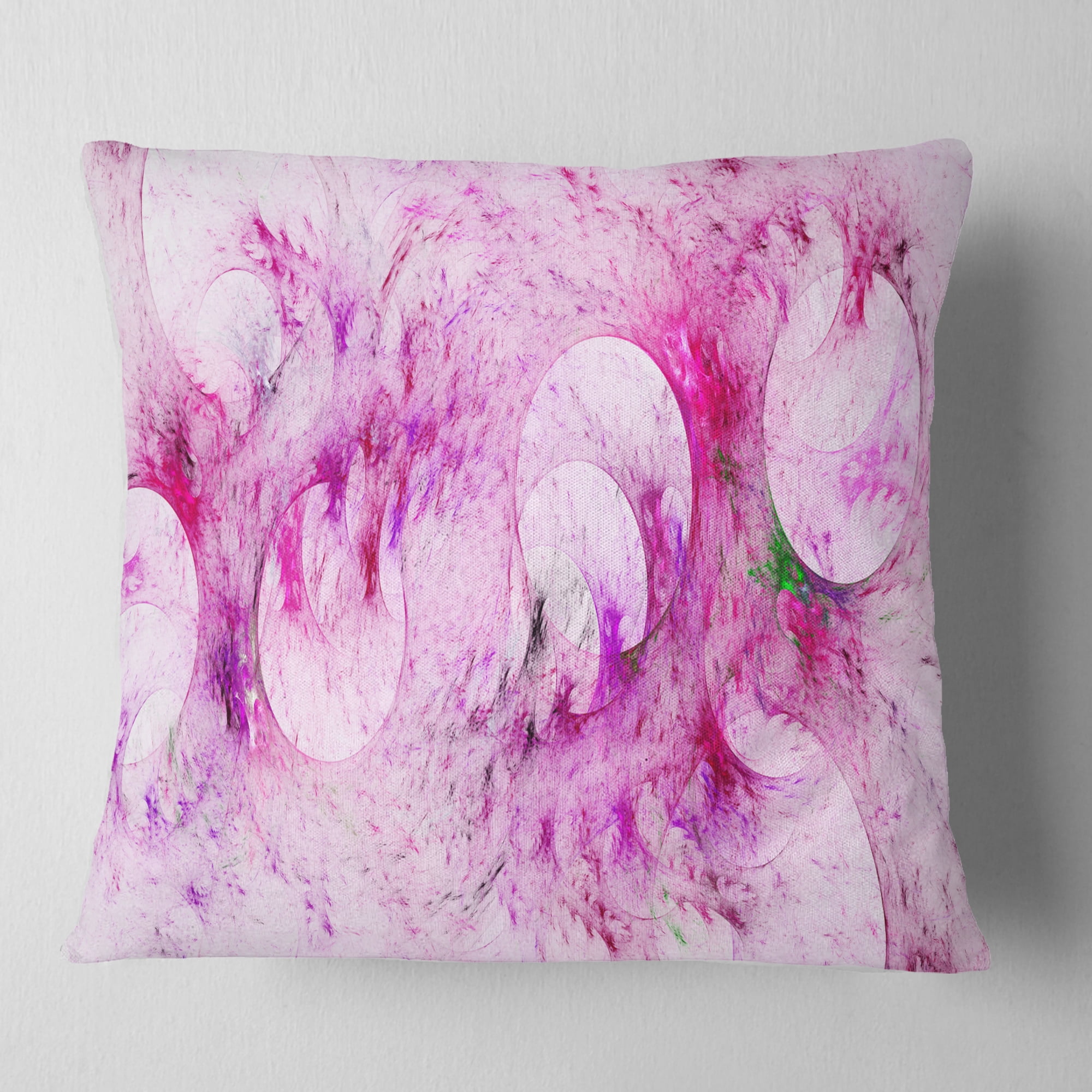 Designart Pink White Fractal Glass Texture - Abstract Throw Pillow - 18x18
