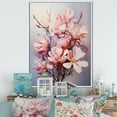 thumbnail image 1 of Designart "Pink White Magnolias love expression II" Floral Floater Framed Canvas Print, 1 of 7
