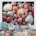 thumbnail image 1 of Designart "Pink White Shells Seashore composition I" Animals Metal Art Print, 1 of 5